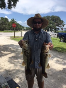 Jason with two nice bass that help take second place